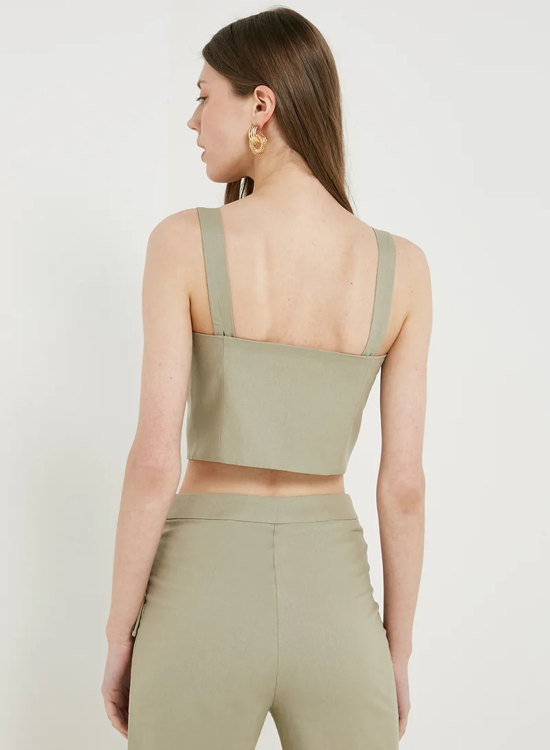 NA-KD Look Button Up Top Green
