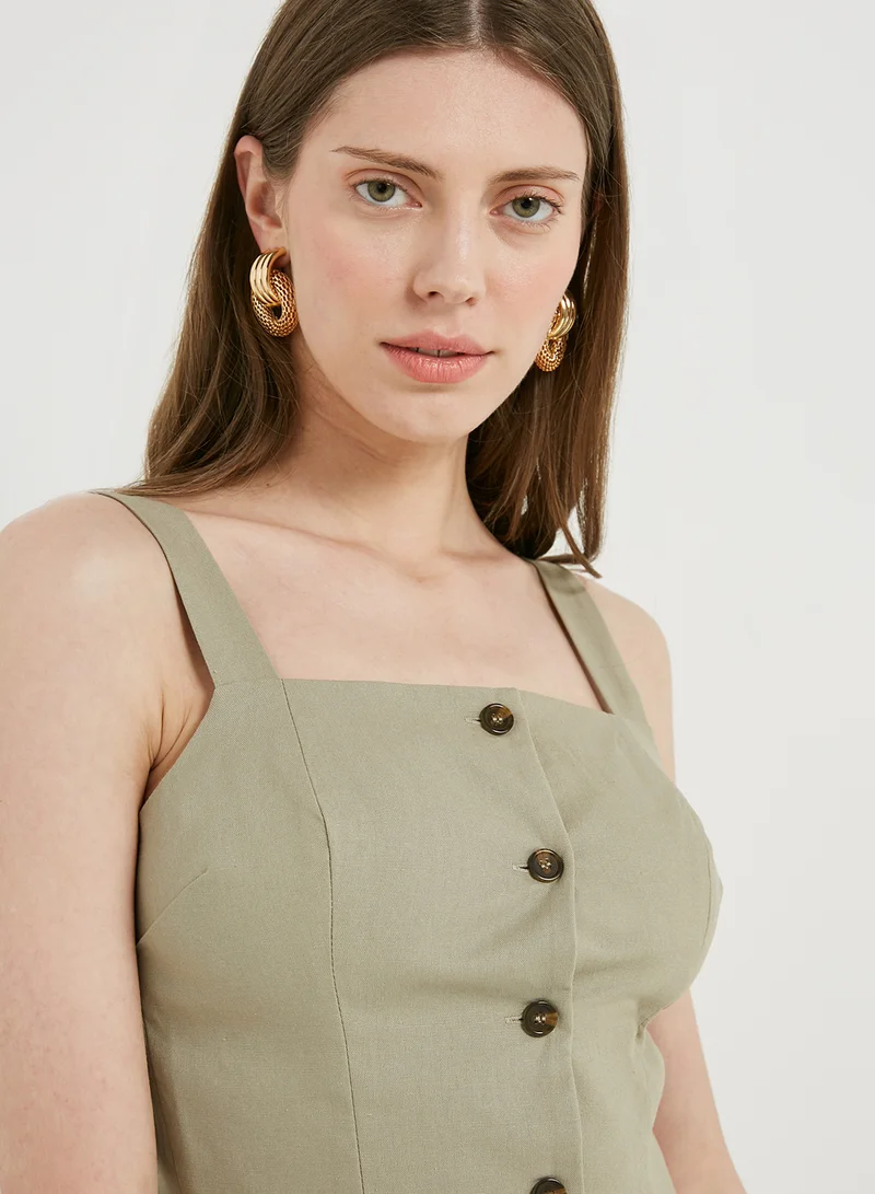 NA-KD Look Button Up Top Green