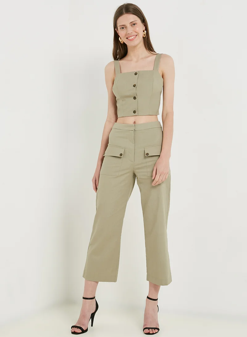 NA-KD Look Button Up Top Green
