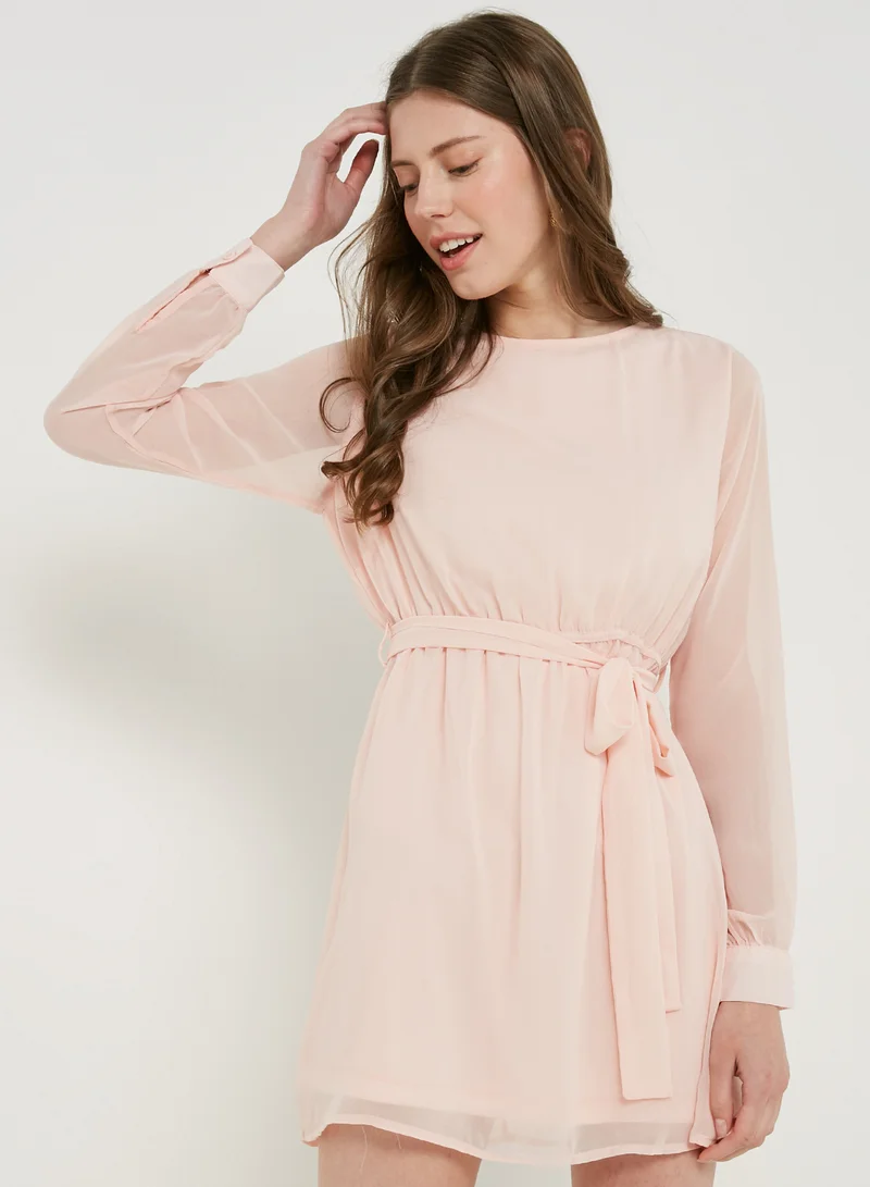 NA-KD Blouson Sleeve Dress Beige