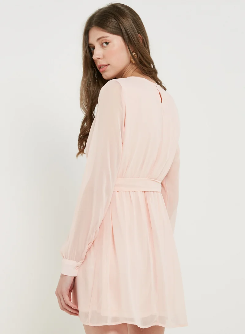 NA-KD Blouson Sleeve Dress Beige