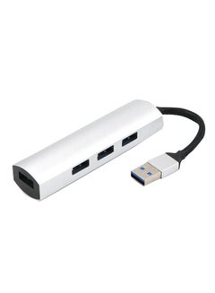 موزع 3.0 USB عالي السرعة بأربعة منافذ فضي