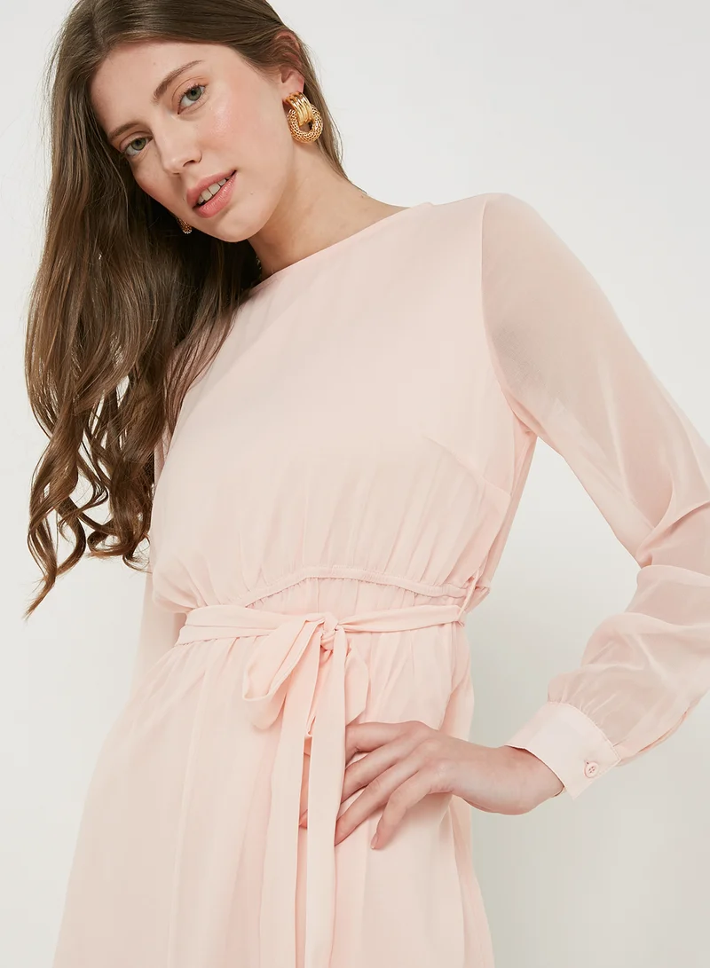 NA-KD Blouson Sleeve Dress Beige