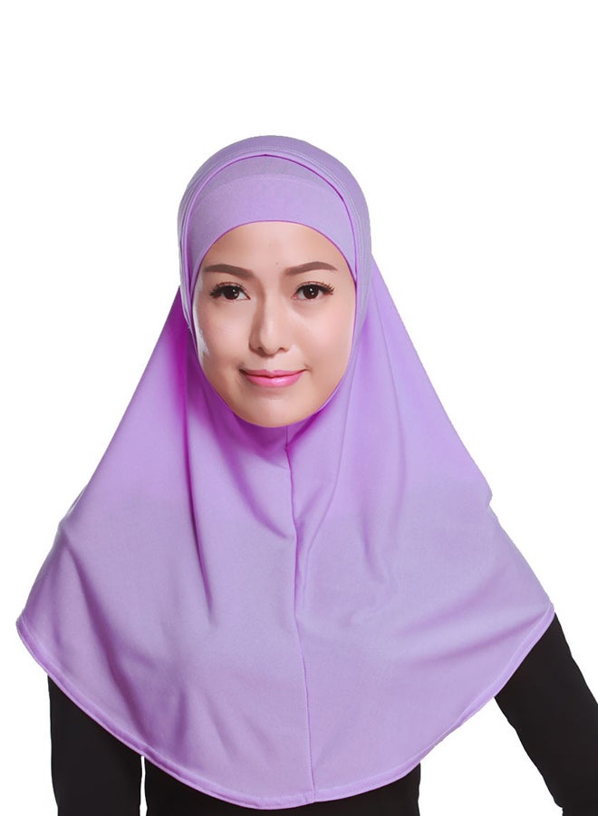 حجاب بتصميم سادة ومُزود بغطاء للرأس أرجواني