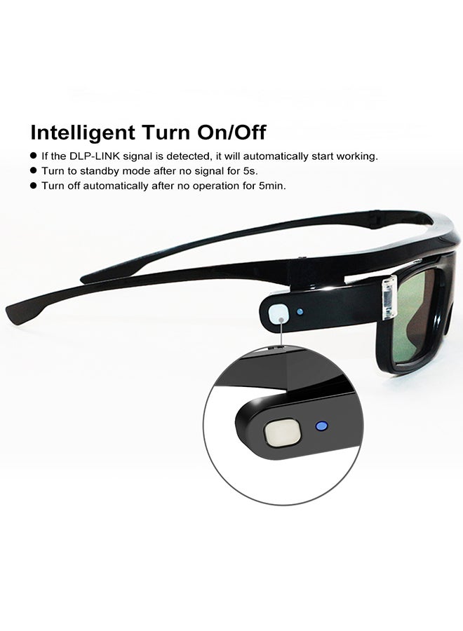 Generic 3D Active Rechargeable Shutter Glasses Black  - Image 5