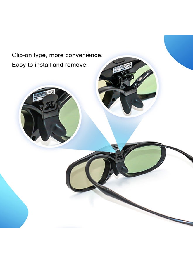 Generic 3D Active Shutter Bluetooth Glasses Black  - Image 3