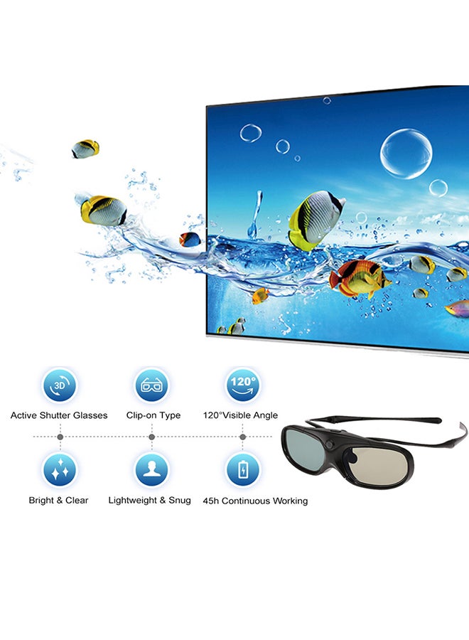 Generic 3D Active Shutter Bluetooth Glasses Black  - Image 5