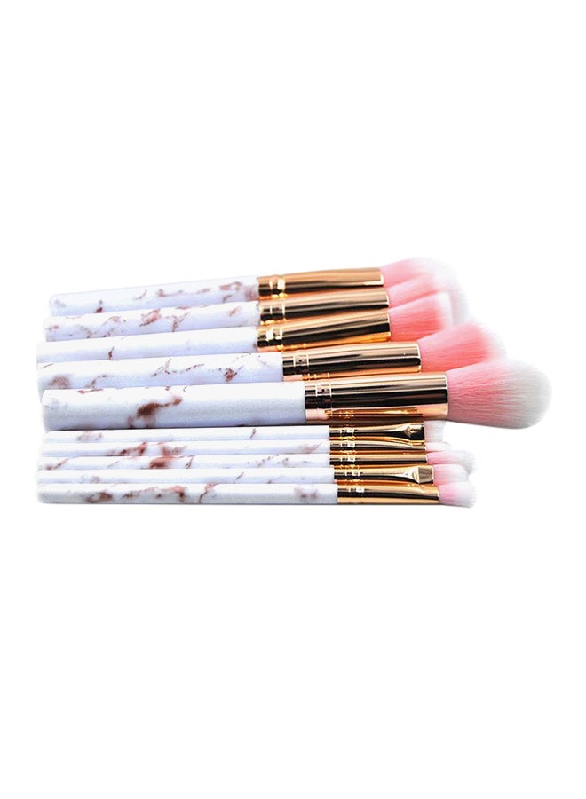 Falpro 10- Piece Marble Pattern Make-Up Brush Set Pink  - Image 3