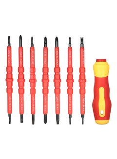 Generic 7 in 1 Changeable Insulated Screwdrivers Set With Electrician Repair Tools Kit Red/Yellow 19.5 x 16.4 x 2.7cm 