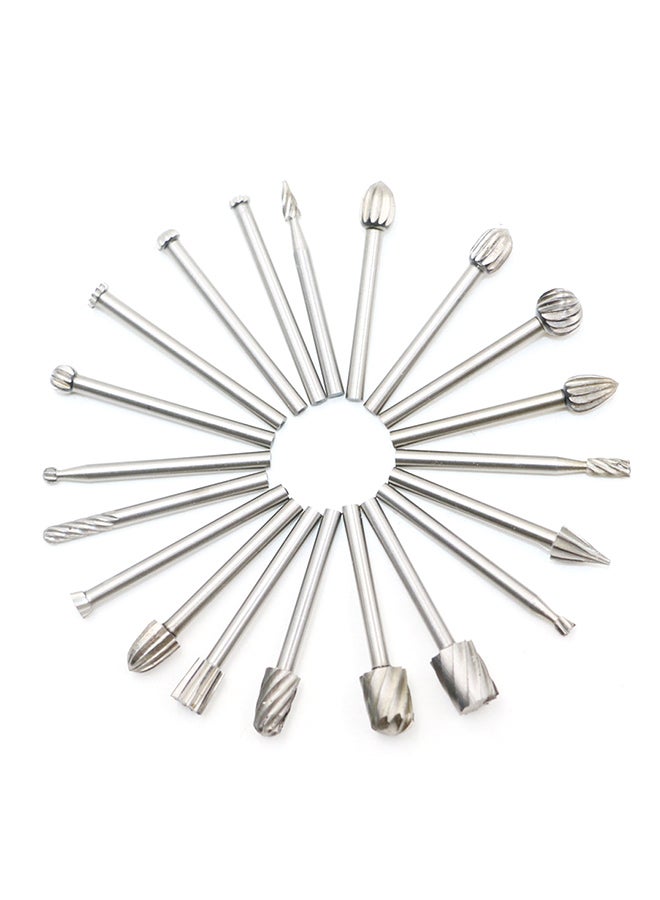 20-Piece Routing Woodworking Carved Tool Set Silver 8X10X8cm 