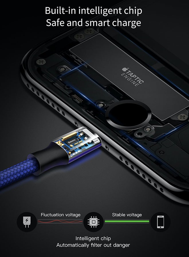 Baseus - 3-in-1 Charging Cable 120cm, Premium Nylon Braided Multiple USB Fast Charging Cord Type C/Micro USB and Lightning for iPhone, Galaxy, Tablets and many more Black - Image 1