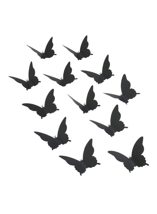 طقم ملصقات للجدار بتصميم فراشات ثلاثية الأبعاد من 12 قطعة أسود 0.02كيلوجرام - Image 1