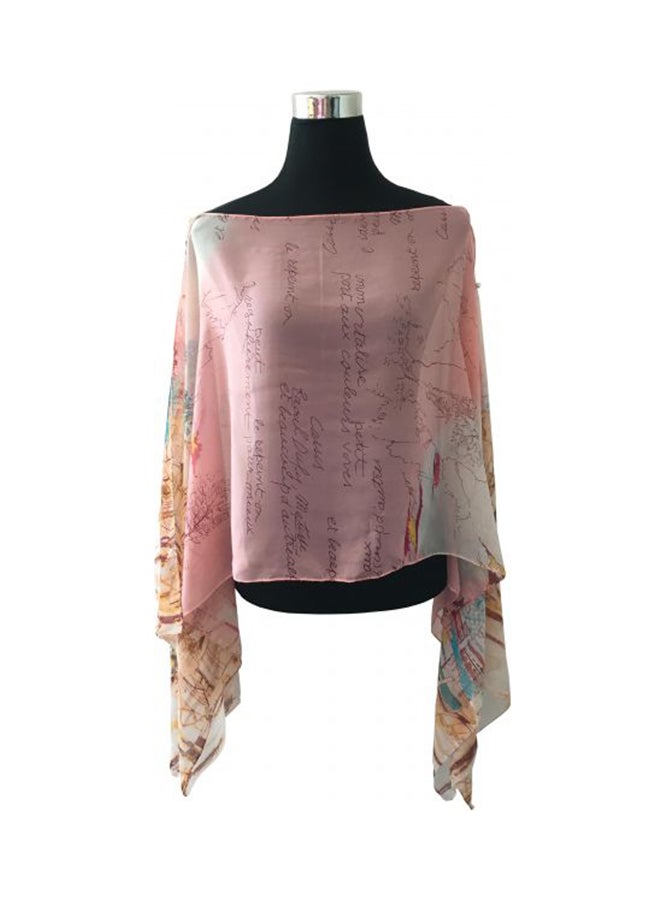 Cuts & Fits Printed Casual Wrap Cape Peach - Image 2