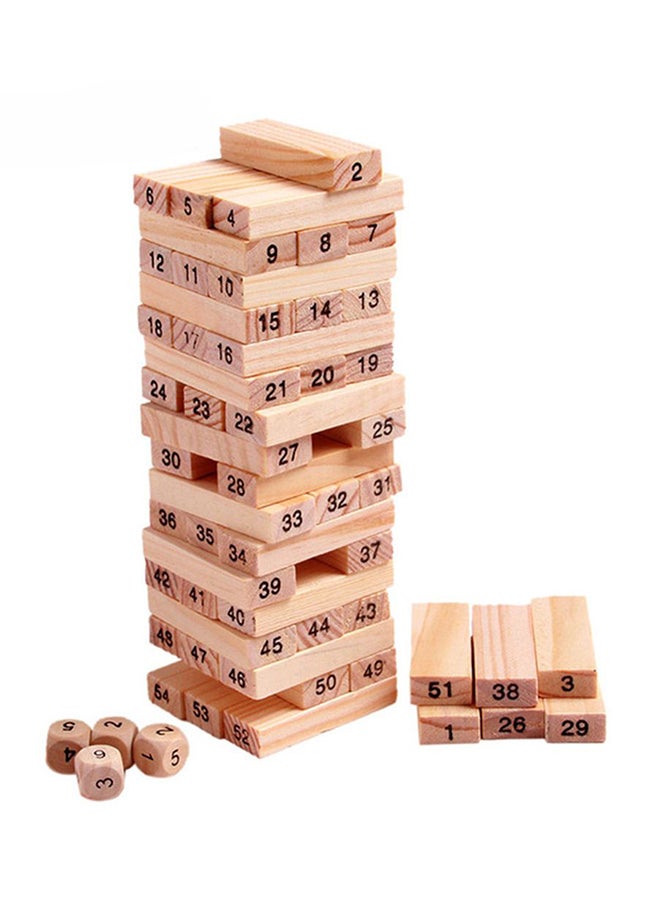 Unique 54-Pieces Wooden Tower Hardwood Building Blocks Toy - Image 1