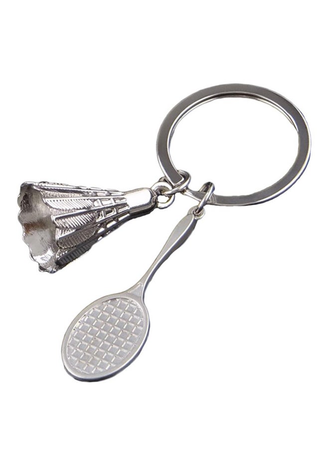 Bluelans Racket Shuttlecock Alloy Charm Pendant Car Key Chain Silver - Image 1