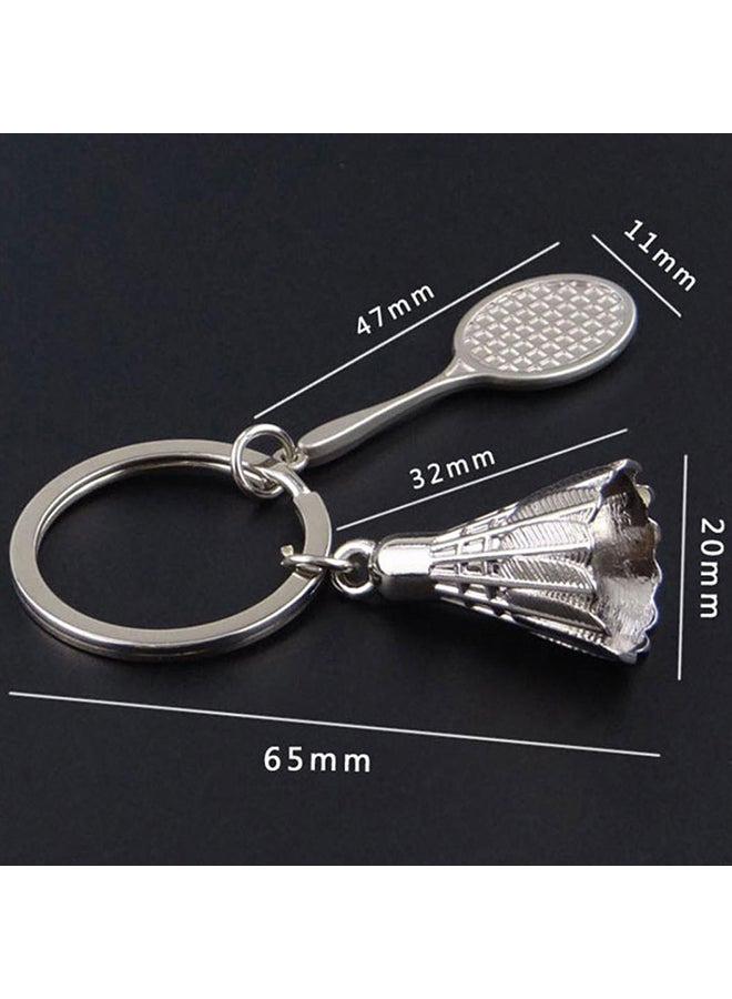 Bluelans Racket Shuttlecock Alloy Charm Pendant Car Key Chain Silver - Image 2