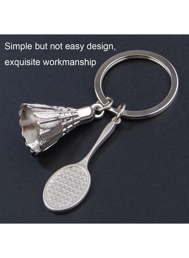 Bluelans Racket Shuttlecock Alloy Charm Pendant Car Key Chain Silver - Image 3