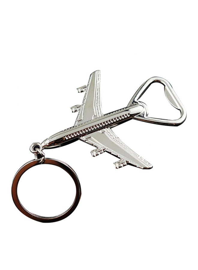Airplane Pendant Car Key Ring Silver