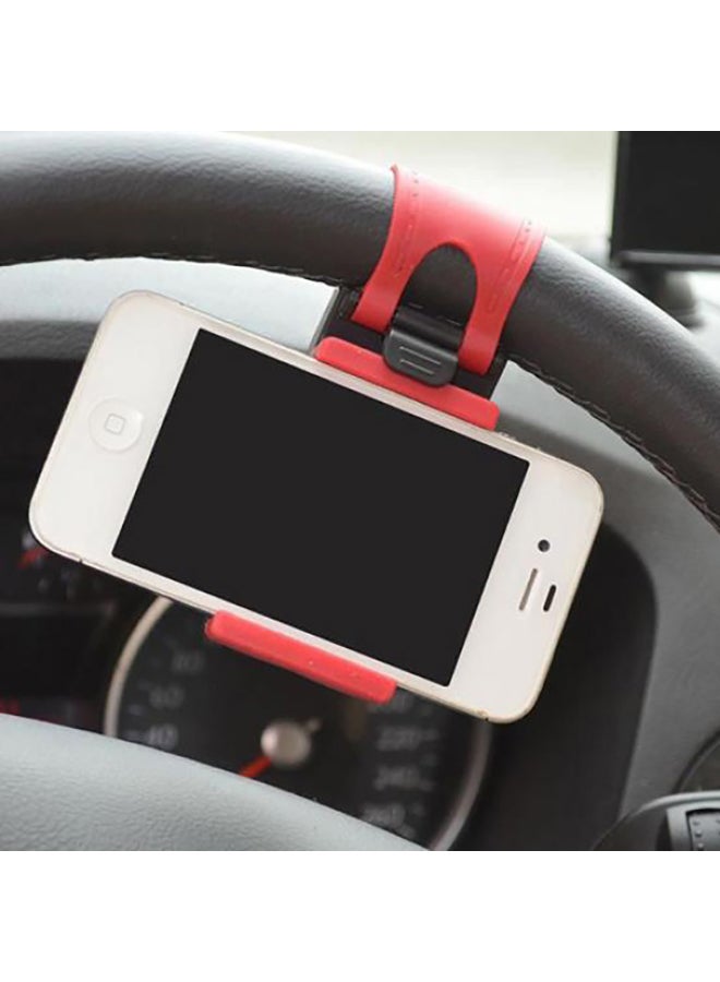 Bluelans Auto Car Steering Wheel Mount Holder Rubber Band For Iphone Smartphone Red - Image 3