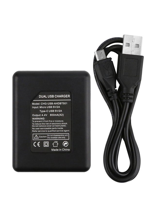 ماركة غير محددة شاحن بطارية USB مع منفذ شحن مزدوج وكابل USB لكاميرات جو برو هيرو 5\6 أسود  - Image 2