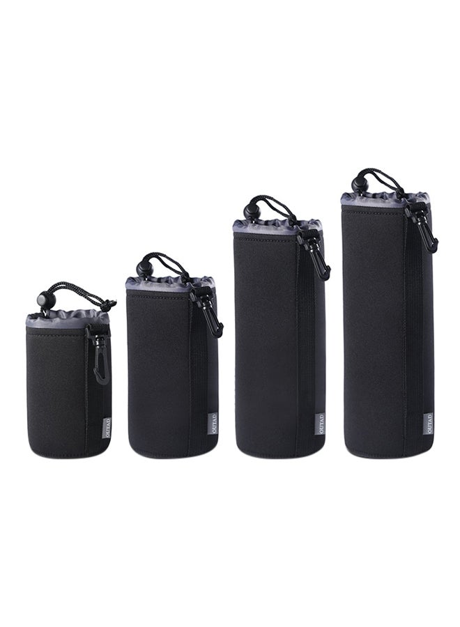 OUTAD 4 Piece Protective Neoprene Pouch Set For DSLR Camera Lens Black - Image 1