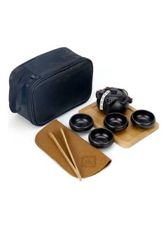 Generic Gift Crack Cup Portable Matte Travel Tea Set Black 9x6.5centimeter 