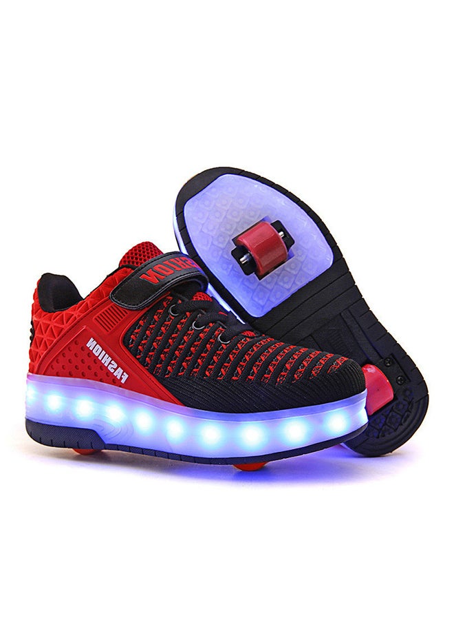 كول بيبي حذاء تزلج بخطاف وحلقة إضاءة LED مع عجلات أحمر  - Image 2