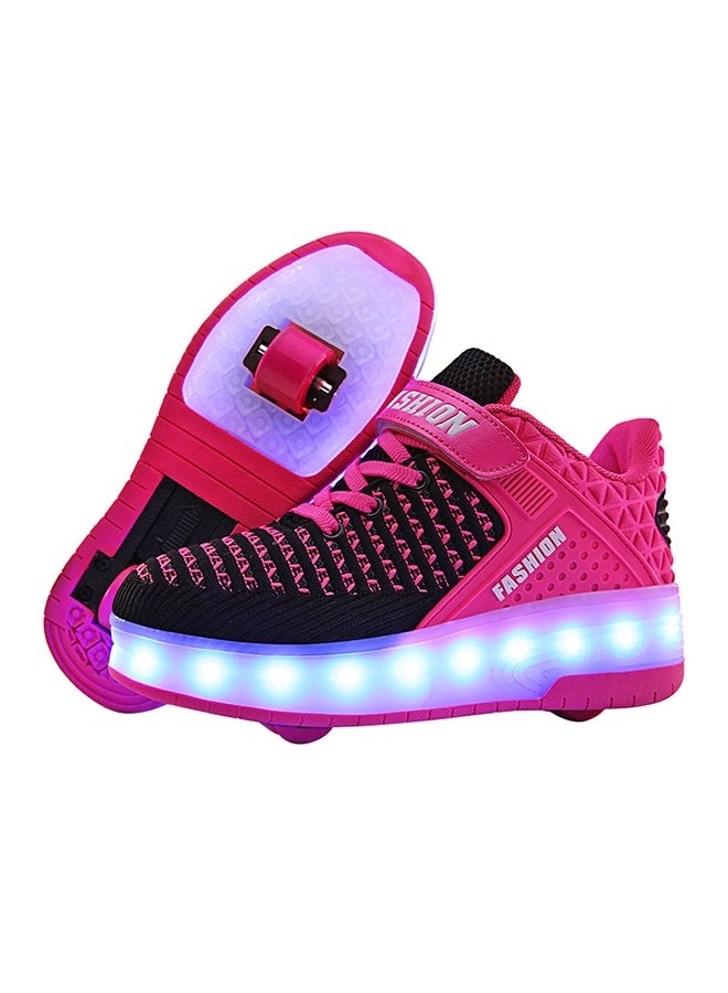 كول بيبي حذاء تزلج بخطاف وحلقة إضاءة LED مع عجلات وردي  - Image 1