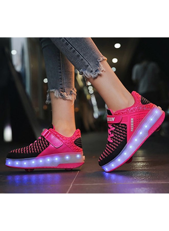 كول بيبي حذاء تزلج بخطاف وحلقة إضاءة LED مع عجلات وردي  - Image 3