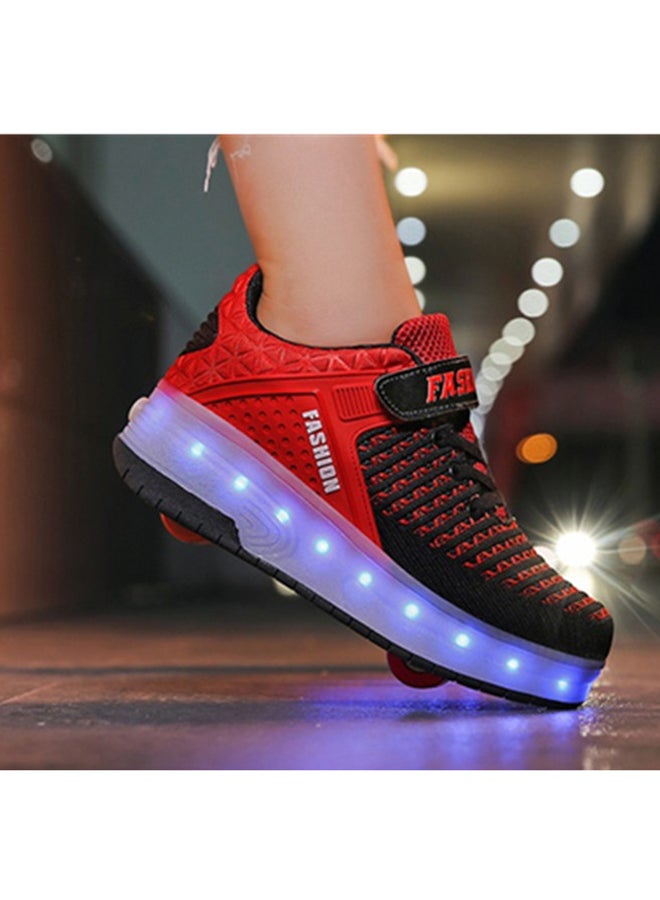 كول بيبي حذاء تزلج بخطاف وحلقة إضاءة LED مع عجلات أحمر  - Image 3