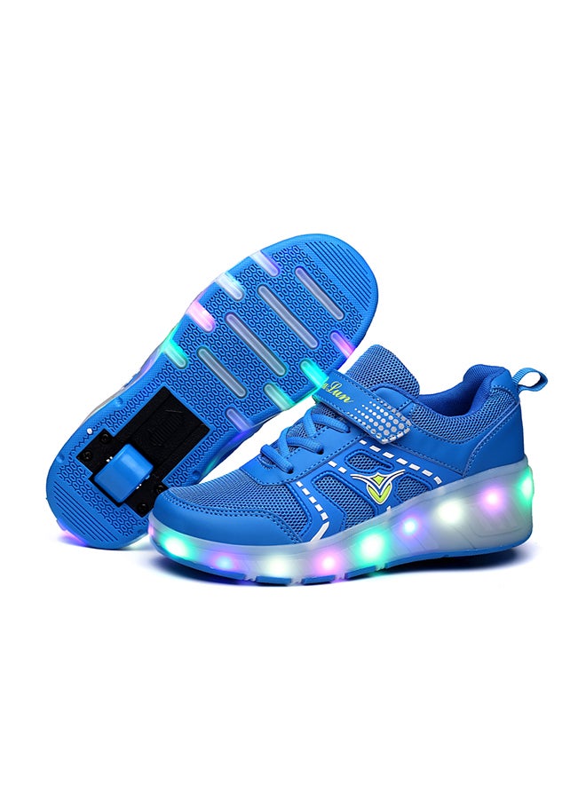 كول بيبي حذاء تزلج برقبة منخفضة وشريط فيلكرو للغلق مزود بعجلات وإضاءة LED أزرق  - Image 3