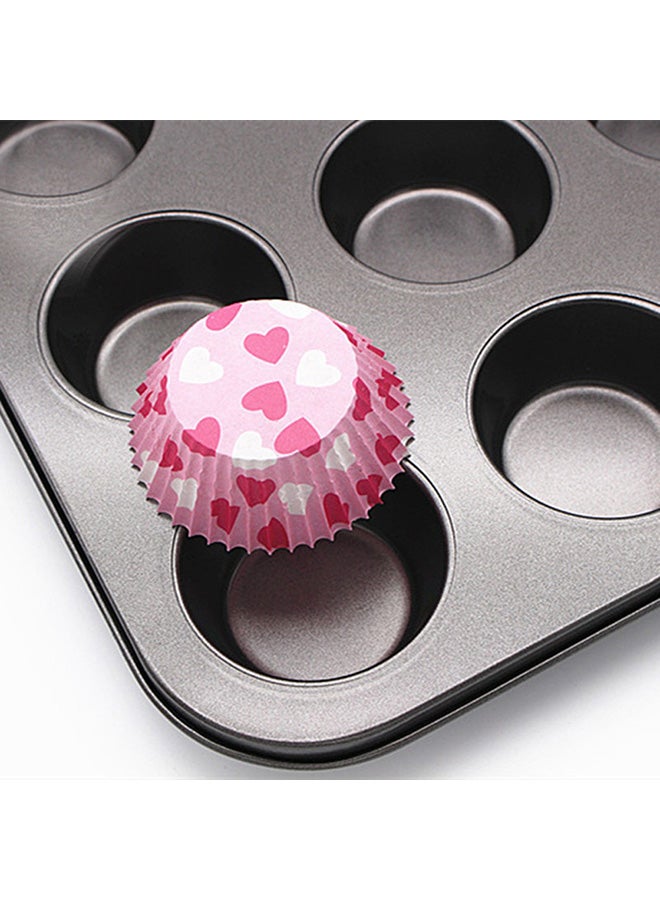 12 Cup Carbon Steel Muffin Baking Pan Grey 26x22x3cm - Image 3