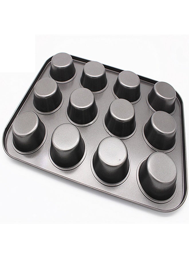 12 Cup Carbon Steel Muffin Baking Pan Grey 26x22x3cm - Image 2