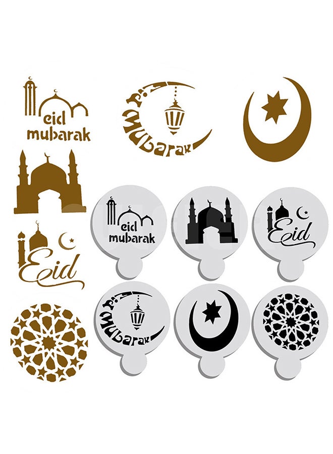 6-Piece Ramadan Mubarak Festival Cake Top Stencil Decorating Star Mold Moon White 7*7*2cm - Image 2