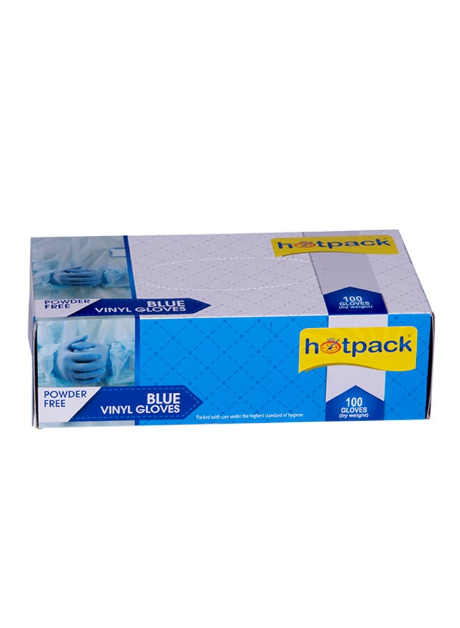 Hotpack 100-Pieces Powder Free Vinyl Gloves Blue Medium  - Image 2