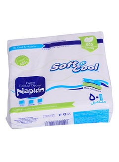 50-Piece Soft N Cool Paper Folded Dinner Napkin White 33x33cm