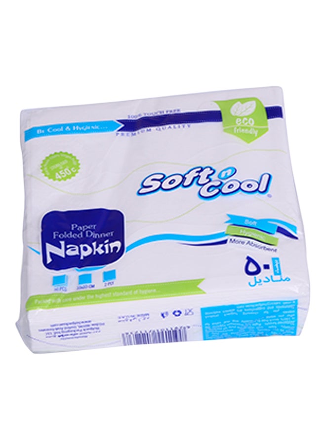 Hotpack - 50-Piece Soft N Cool Paper Folded Dinner Napkin White 33x33cm - Image 1