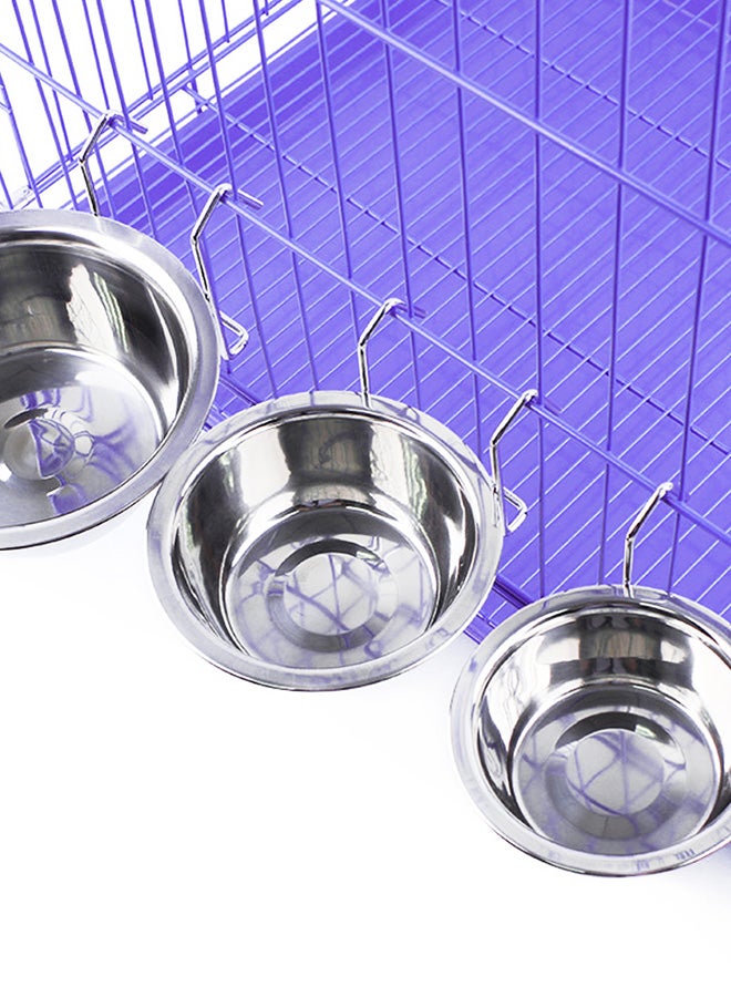 Stainless Steel Hanging Pet Dog/Cat Cage Bowl Silver 15.7x7.5x13.3centimeter - Image 2
