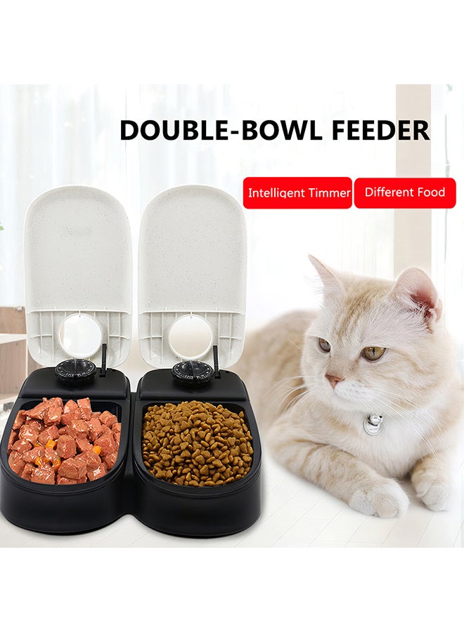 Double Bowl Automatic Pet Timing Feeder Black 30x8x26centimeter - Image 2