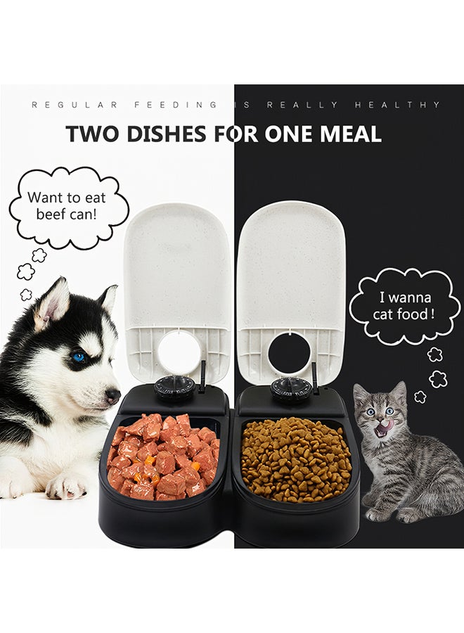Double Bowl Automatic Pet Timing Feeder Black 30x8x26centimeter - Image 3