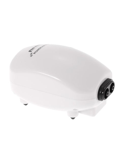 Double Outlet Aquarium Air Pump White 12X6X8cm