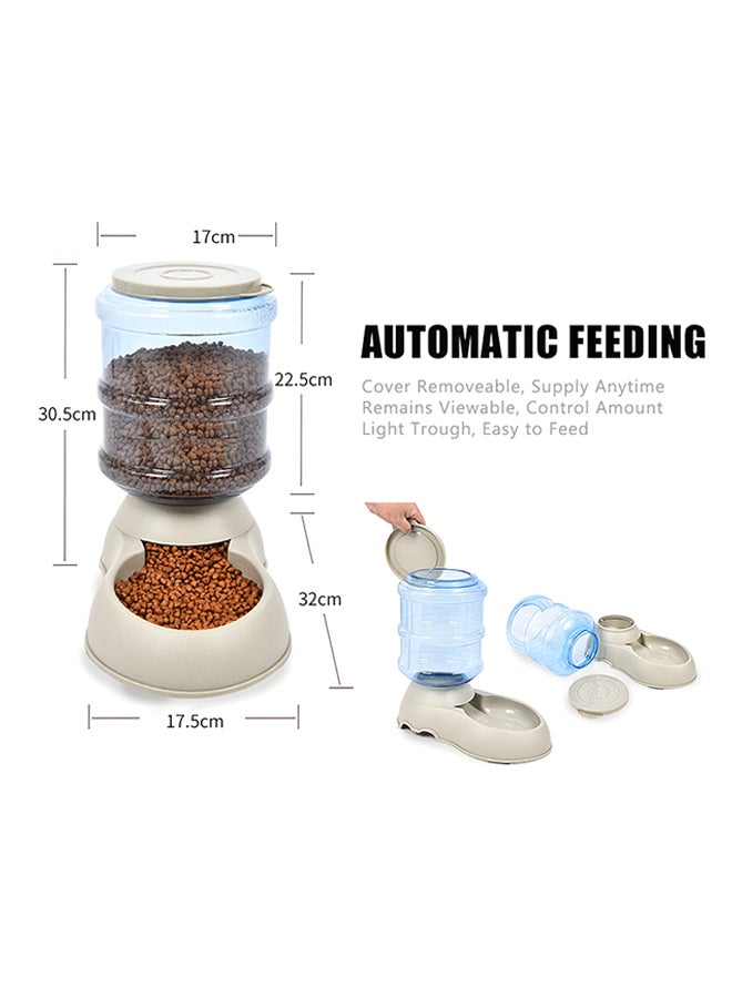 وعاء تغذية للحيوانات الأليفة تلقائي الجاذبية للطعام والماء مكون من قطعتين بيج/ شفاف 38x19x35Ø³Ù†ØªÙŠÙ…ØªØ± - Image 2