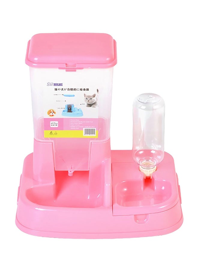 Automatic Pet Dog Food And Water Dispenser Pink 38x30x38cm