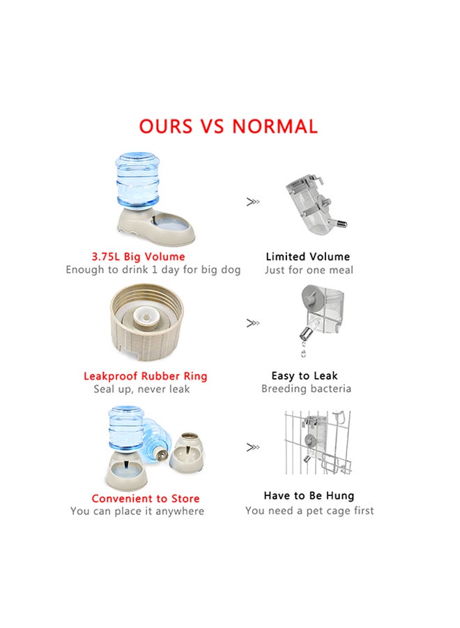 Automatic Gravity Water Feeder 3.75L Clear/Beige 34X20X24centimeter - Image 3