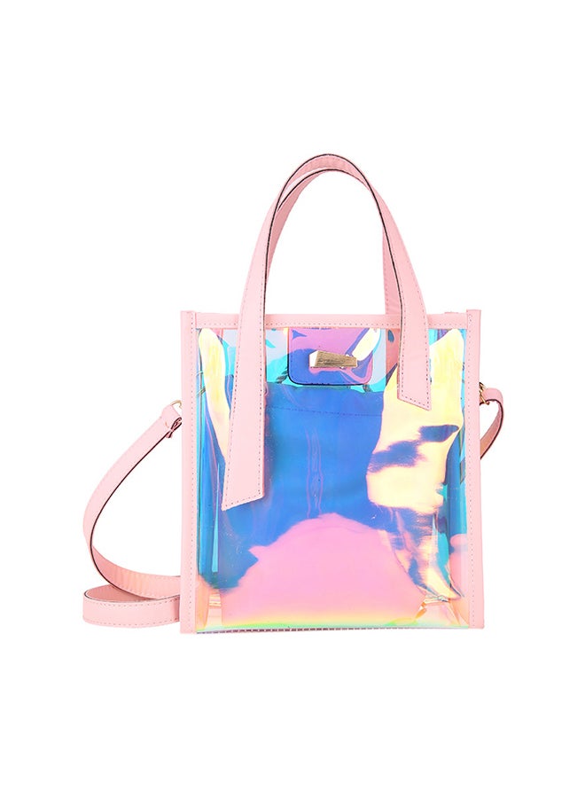 Transparent Laser Bag Shopper Hologram Pvc Shoulder Crossbody Bag Pink/Blue  - Image 1