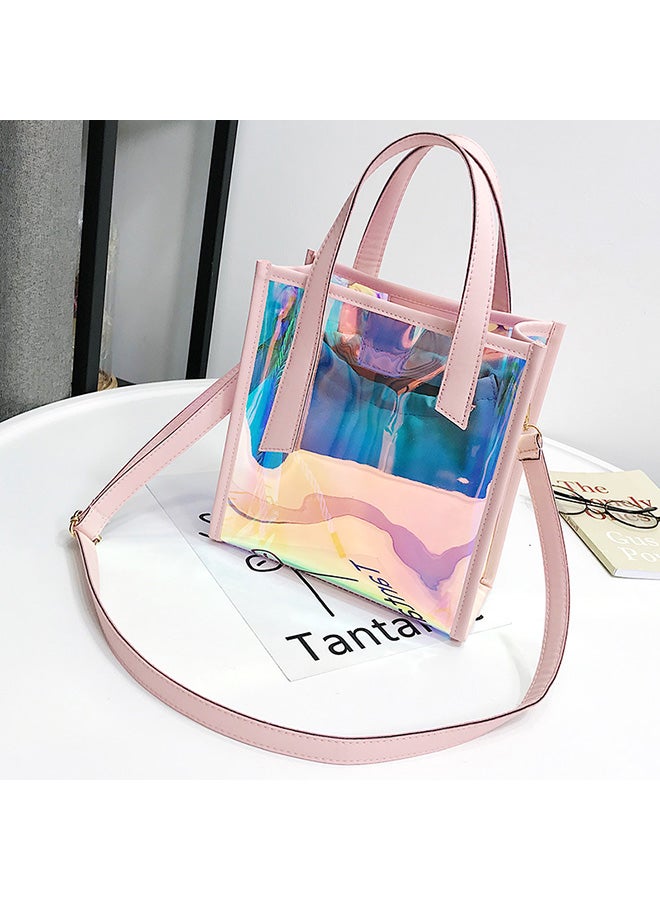 Transparent Laser Bag Shopper Hologram Pvc Shoulder Crossbody Bag Pink/Blue  - Image 2