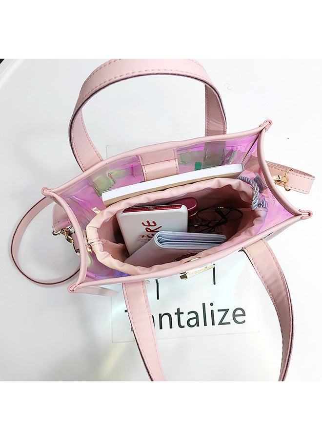 Transparent Laser Bag Shopper Hologram Pvc Shoulder Crossbody Bag Pink/Blue  - Image 3
