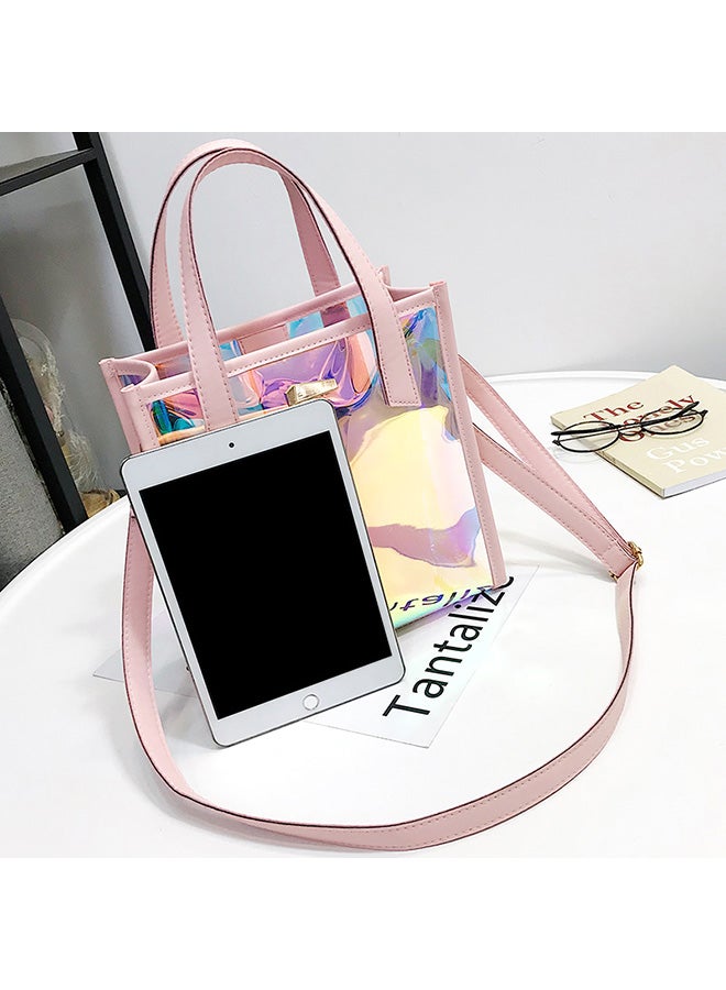 Transparent Laser Bag Shopper Hologram Pvc Shoulder Crossbody Bag Pink/Blue  - Image 4