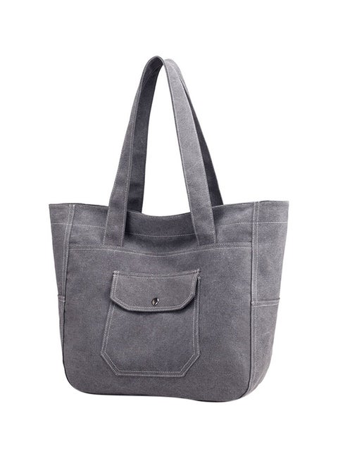 Solid Pockets Zipper High Large Capacity Multifunction Shoulder Bag Grey