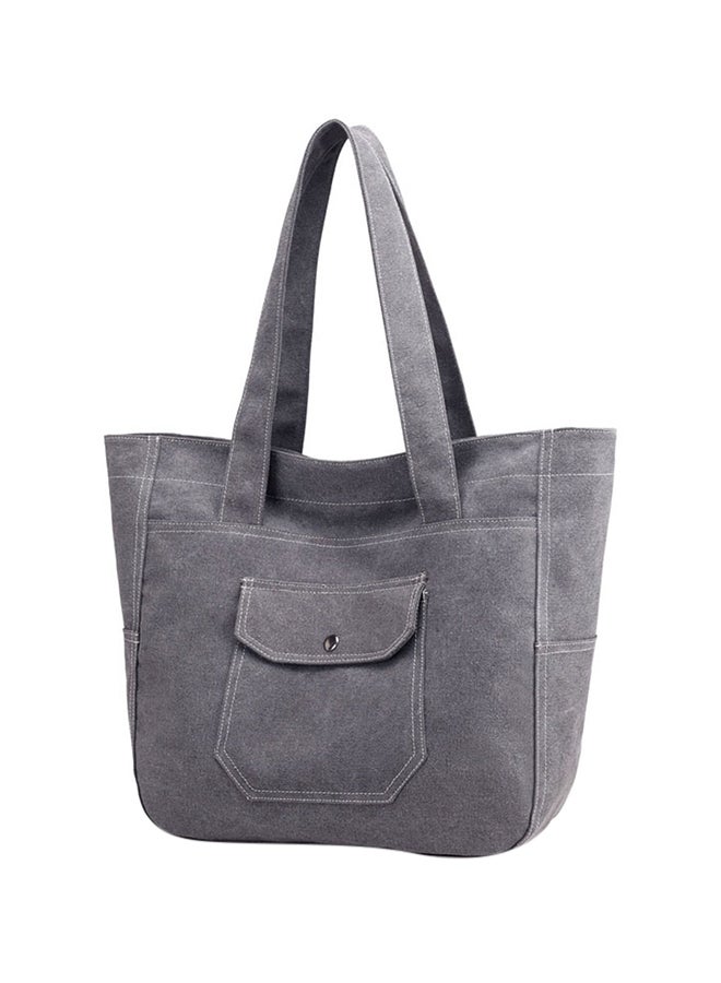 Generic - Solid Pockets Zipper High Large Capacity Multifunction Shoulder Bag Grey - Image 1